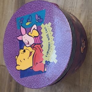 Disney Winnie the Pooh hatbox. "Friendlier with Two" Piglet & Pooh